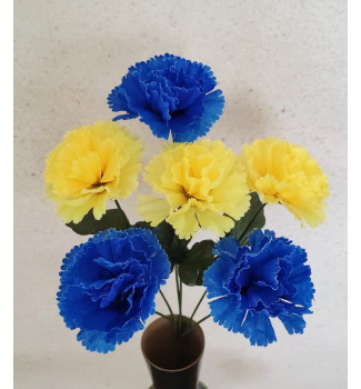 Гвоздика жовто-блакитна, букет 6 головок