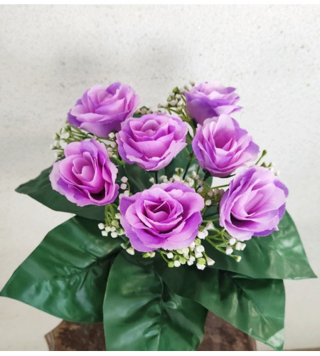 Троянди декоративні в листях, букет 7 головок