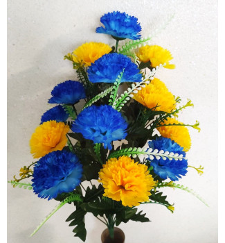 Гвоздика жовто-блакитна, букет 14 головок