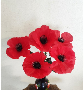 Маки червоні, букет 6 головок Маки червоні, букет 6 головок