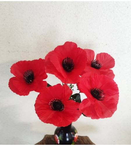 Маки червоні, букет 6 головок