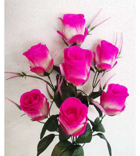 Троянди з бузковими вусиками, букет 7 головок