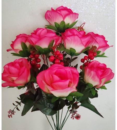 Бутони троянд з калиною, букет 11 головок