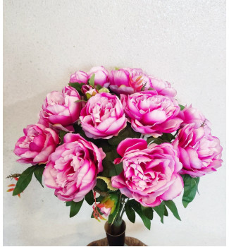 Кущ півонії з бутонами, букет 21 головка