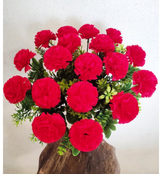 Гвоздика-кулька з самшитом, букет 18 головок