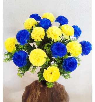 Гвоздики жовто-блакитні, букет 18 головок