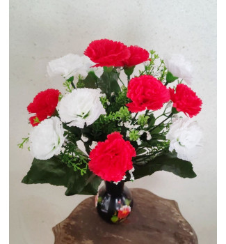 Гвоздика біло-червона, букет 12головок