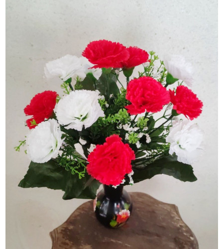 Гвоздика біло-червона, букет 12головок
