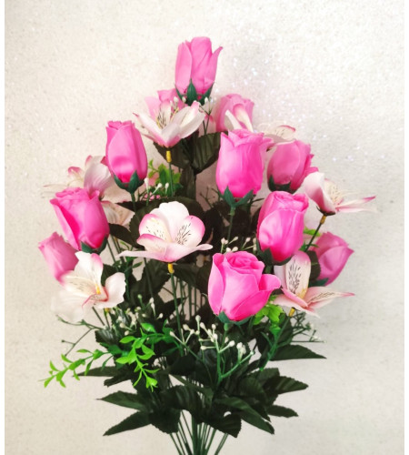 Троянди з альстромерією, букет 24 головки