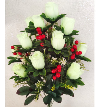 Бутони троянди з калиною, букет 22 головки