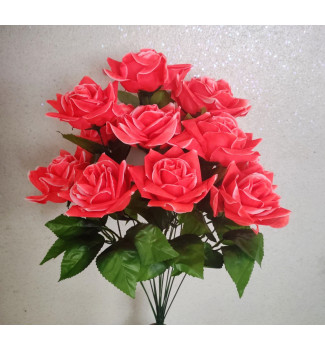 Троянда відкрита з пишною зеленню, букет 14 головок