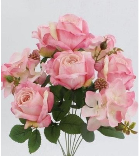 Троянди з гортензією, букет 8 гілочок