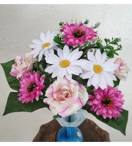 Троянди, гербери та ромашки, букет 13 гілочок