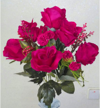 Троянди з мімозою та гвоздичками, букет 12 головок Троянди з мімозою та гвоздичками, букет 12 головок