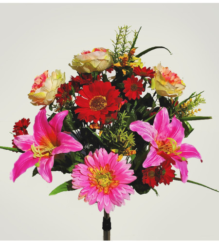 Троянди, лілії та гербери з добавками, букет 18 головок