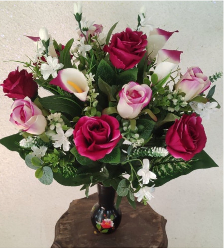 Асорті троянд, бутонів троянд та кал з добавками, букет 21 гілочка