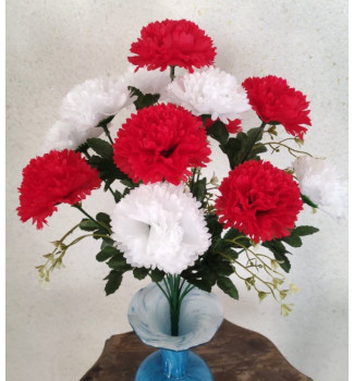 Гвоздика червоно-біла, букет 12 головок